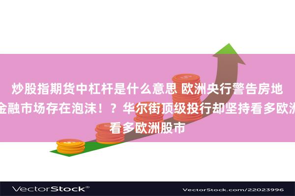 炒股指期货中杠杆是什么意思 欧洲央行警告房地产和金融市场存在泡沫！？华尔街顶级投行却坚持看多欧洲股市