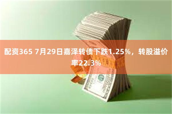 配资365 7月29日嘉泽转债下跌1.25%，转股溢价率22.3%