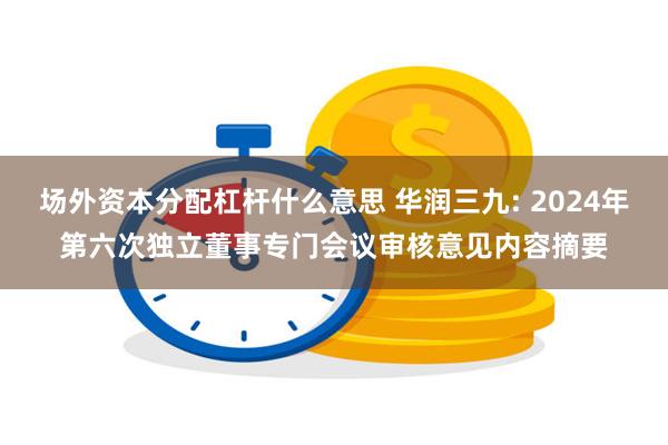 场外资本分配杠杆什么意思 华润三九: 2024年第六次独立董事专门会议审核意见内容摘要